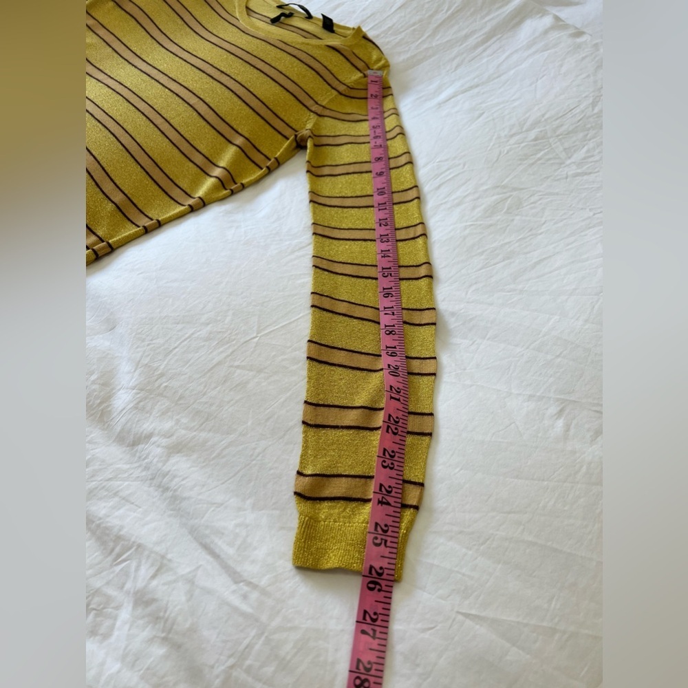Scotch & Soda | Women’s SZ Small | Yellow Metallic Striped Long Sleeve Top - Picture 3 of 12